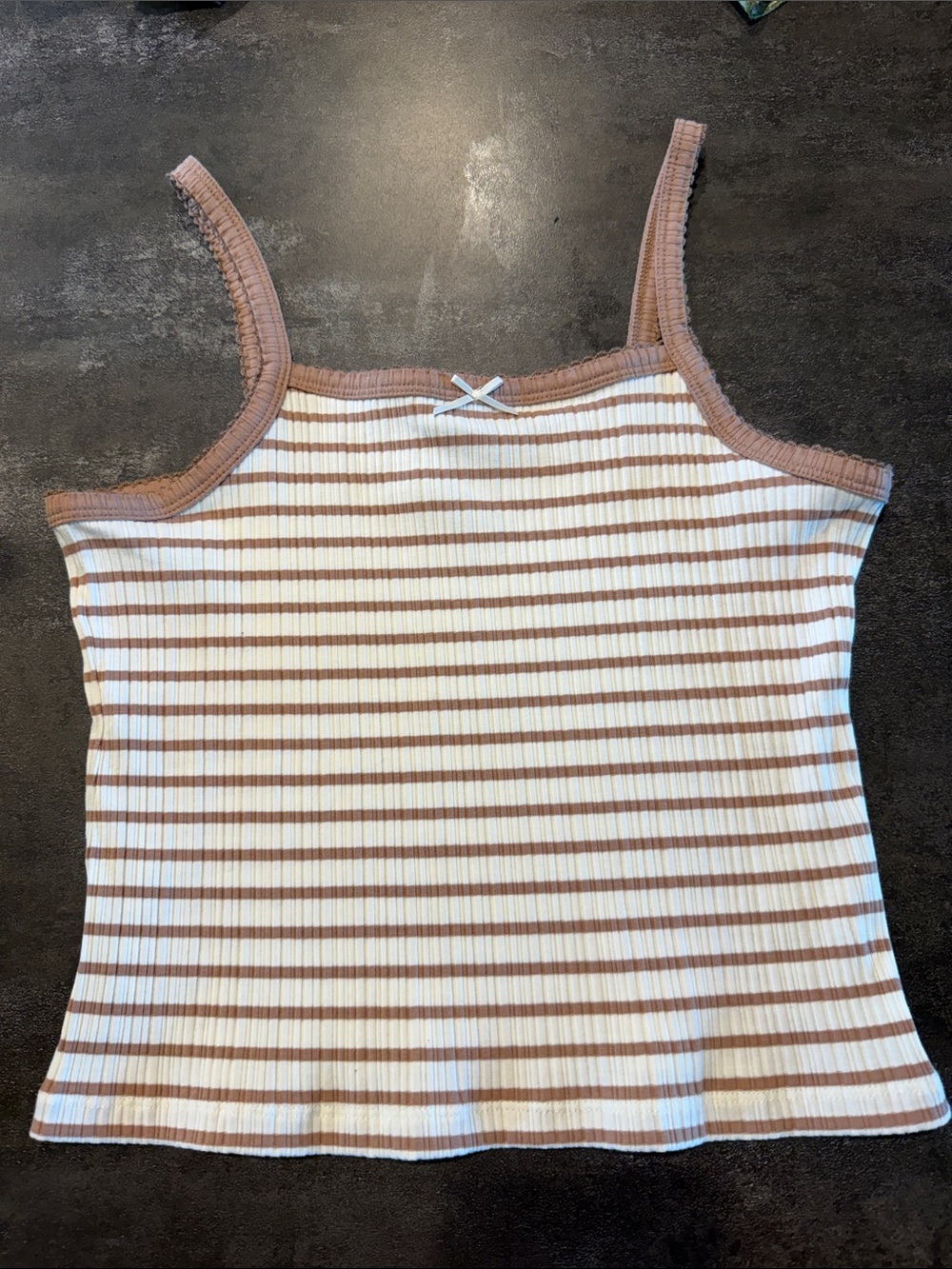 Ribbed Striped Camisole Cami Tank Top XL Cottagecore Coquette Festival Boho